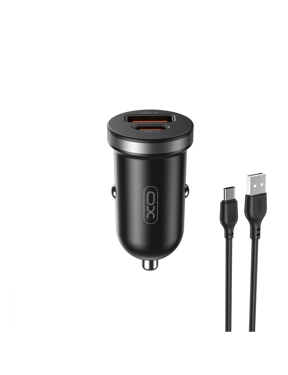 XO ładowarka samochodowa CC56 PD 30W QC+PD Czarna + KABEL USB-C