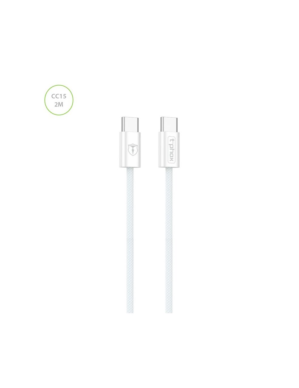 KABEL T-PHOX CC15 SERIES USB-C/USB-C 60W 3A 2M WHITE