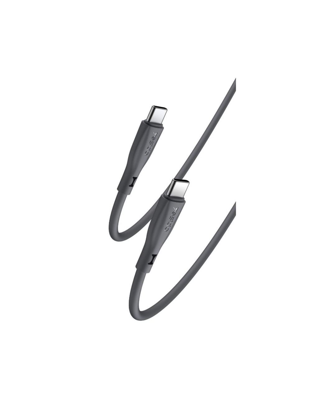 Yesido Silikonowy Kabel CA152 PD 60W Type-C/Type-C 1m 3A, BLACK / CZARNY