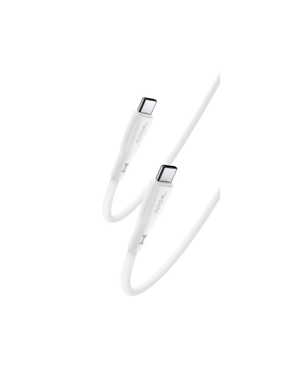 Yesido Silikonowy Kabel CA152 PD 60W Type-C/Type-C 1m 3A, WHITE / BIAŁY