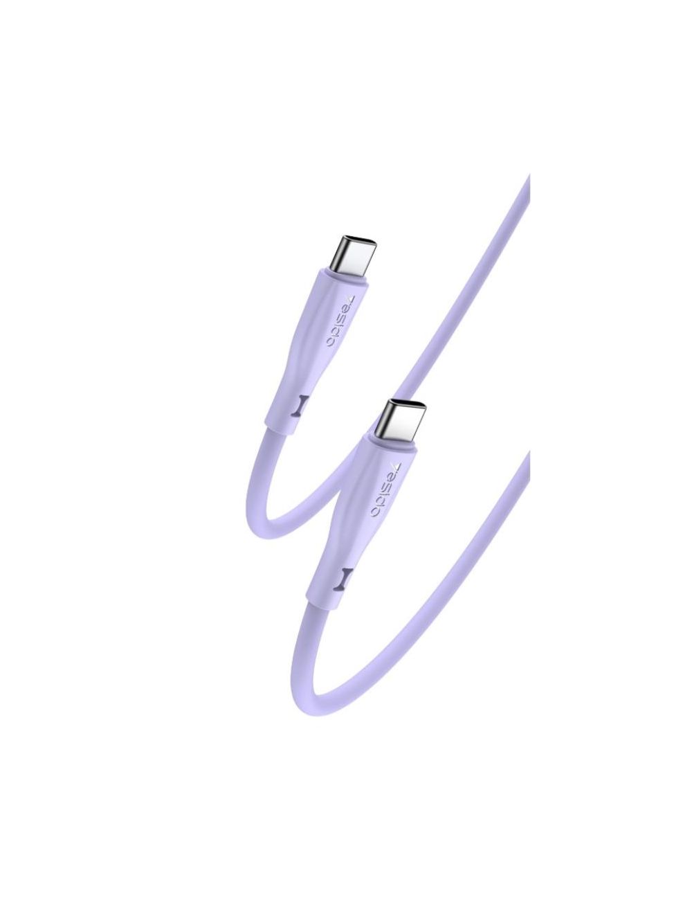 Yesido Silikonowy Kabel CA152 PD 60W Type-C/Type-C 1m 3A, PURPLE / FIOLETOWY