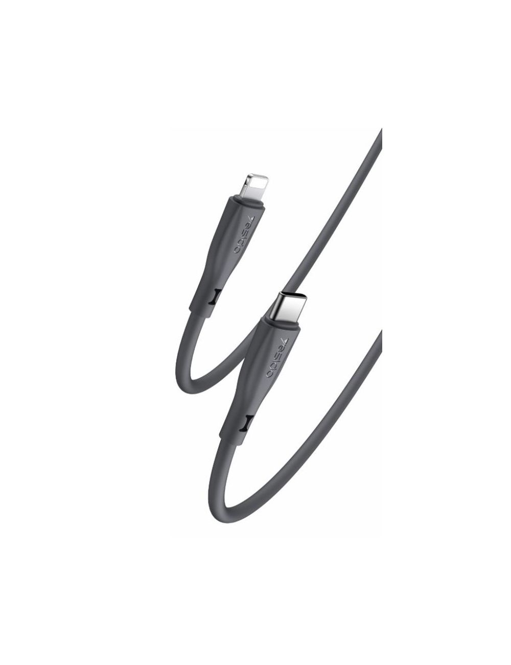 Yesido Silikonowy Kabel CA151 PD 20W Type-C/Lightning 1m 3A, BLACK / CZARNY