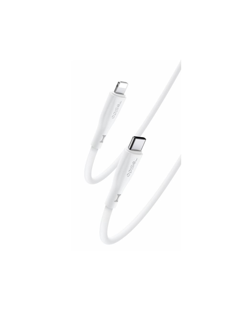 Yesido Silikonowy Kabel CA151 PD 20W Type-C/Lightning 1m 3A, WHITE / BIAŁY