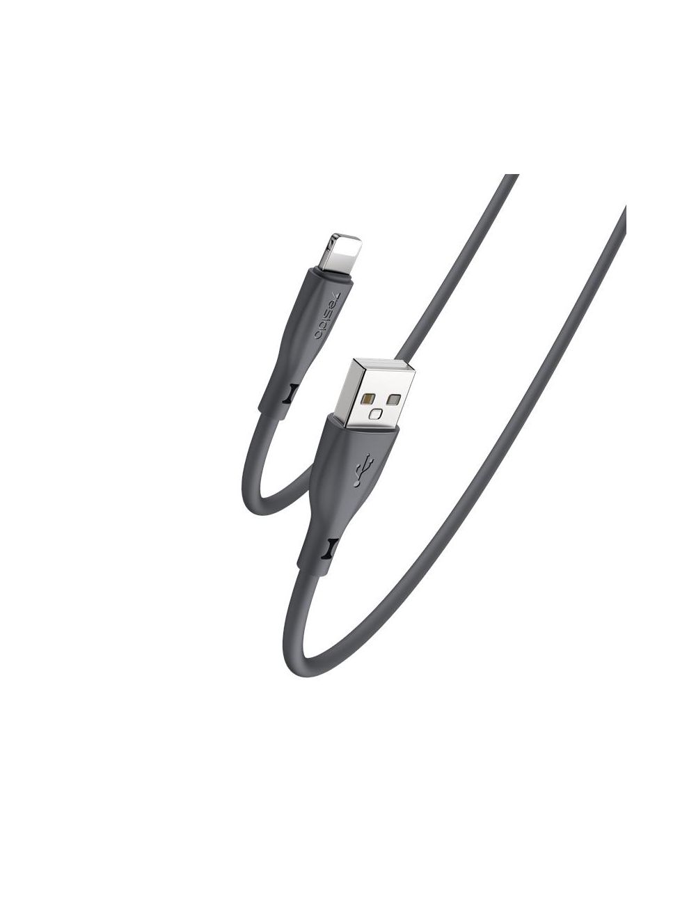 Yesido Silikonowy Kabel CA119 12W USB-Lightning 1m 2.4A, BLACK / CZARNY