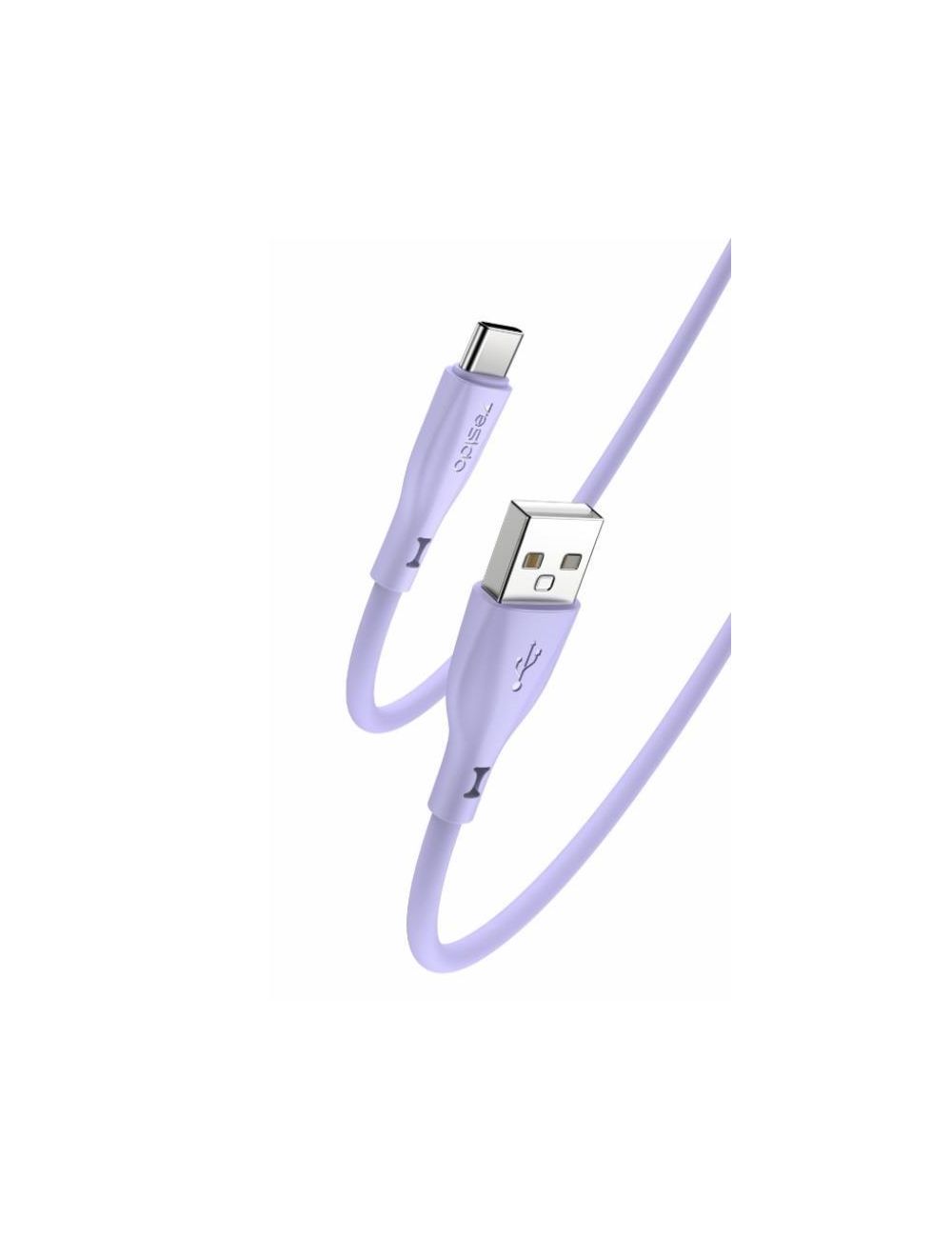 Yesido Silikonowy Kabel CA119 18W USB-Type-C 1m 2A, PURPLE / FIOLETOWY