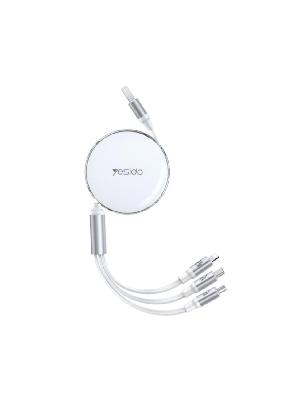 Yesido Kabel CA117 3w1 2.4A 1.2m (automatycznie zwijany), WHITE / BIAŁY