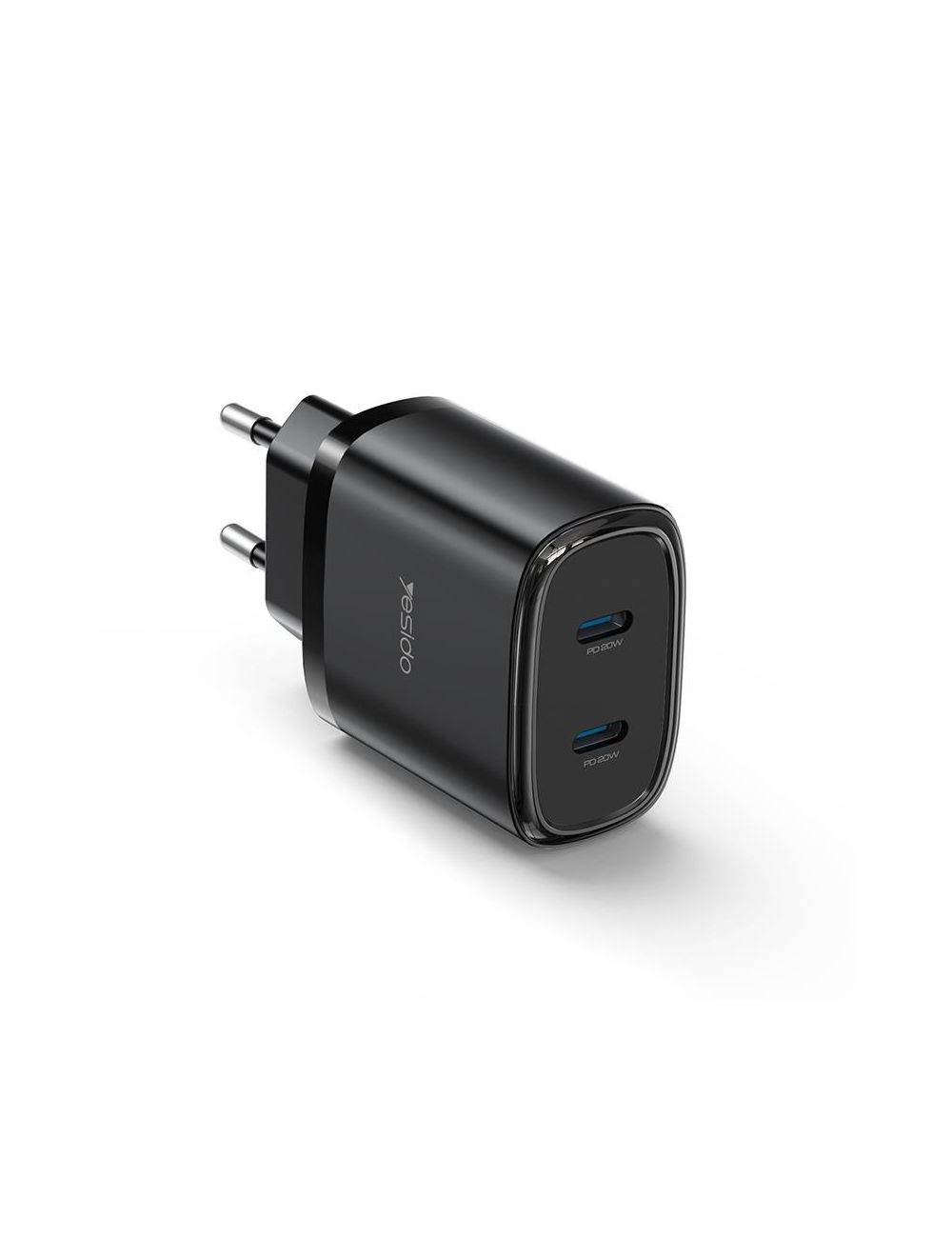 Yesido ładowarka sieciowa YC56 PD 20W QC 2xUSB-C + Kabel 60W Type-C - Type-C 1m, BLACK / CZARNY