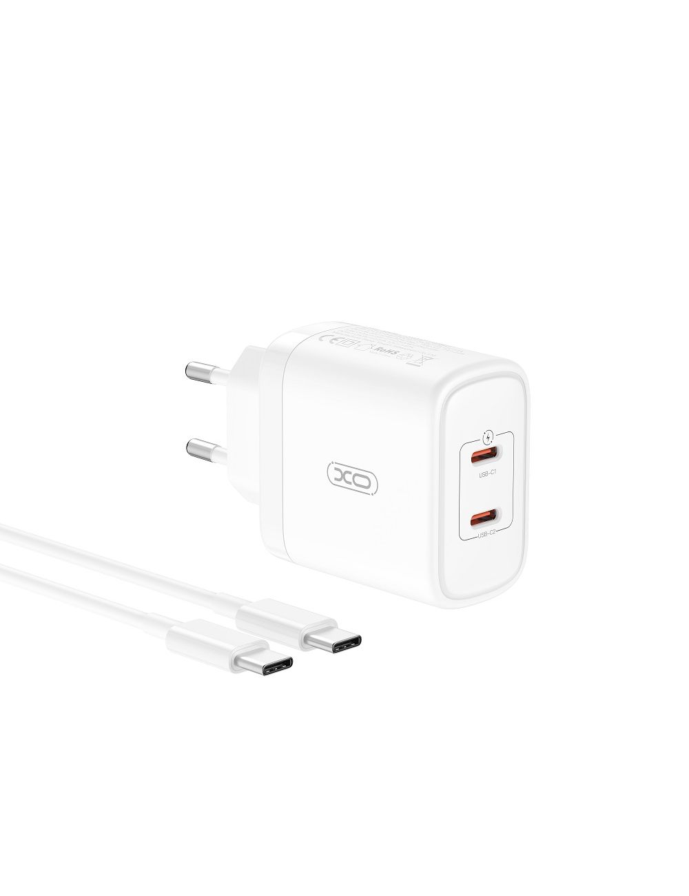 XO ładowarka sieciowa CE08 PD 50W 2xUSB-C BIAŁA + KABEL TYPE-C