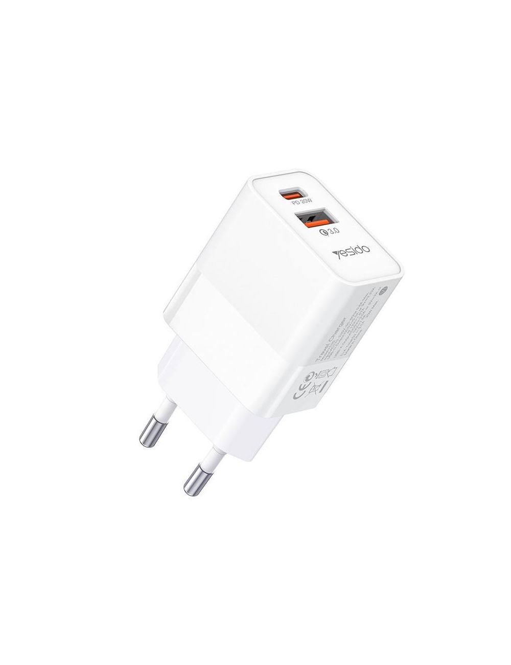 Yesido ładowarka sieciowa YC32 PD 20W QC3.0 USB-A+C, WHITE / BIAŁY