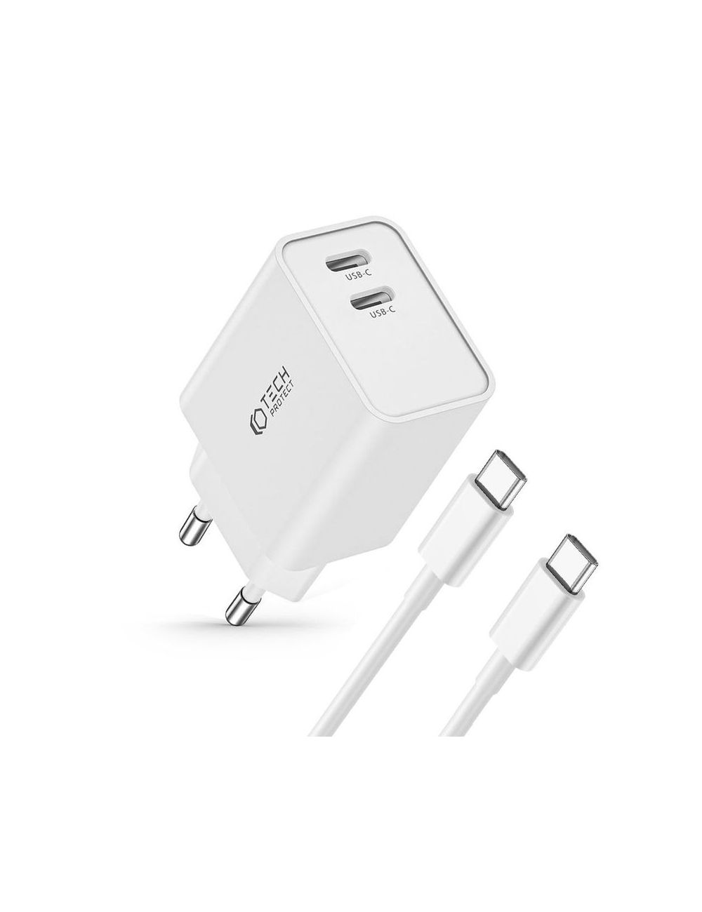 TECH-PROTECT ładowarka sieciowa C35W 2xUSB-C + KABEL USB-C WHITE