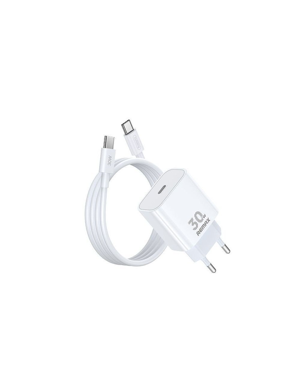 Ładowarka sieciowa REMAX FIGEN SERIES 30W GaN RC-C021 USB-C + KABEL Type-C - Type-C 1M WHITE