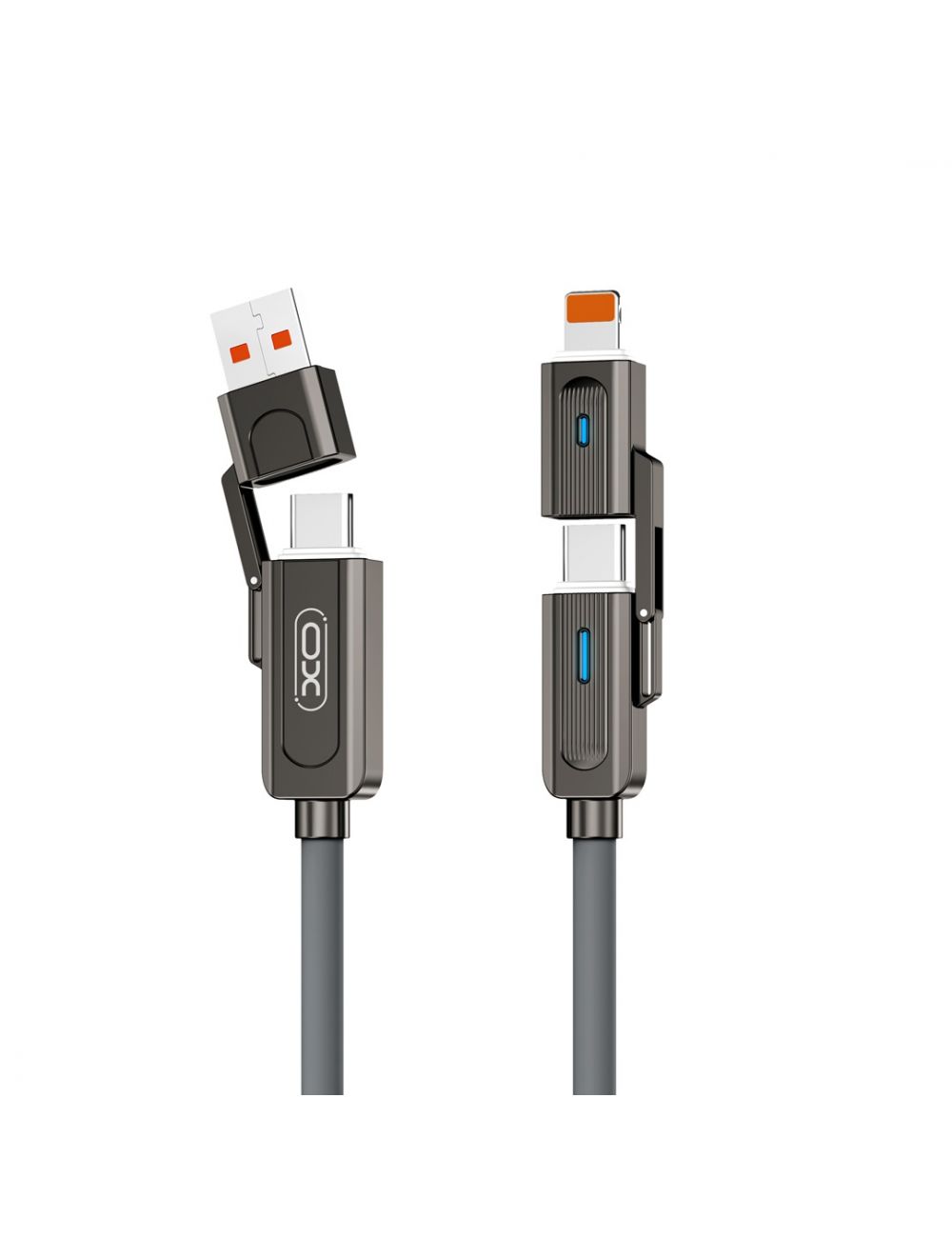 XO KABEL NB275 4w1 USB-C+LIGHTNING/USB+ USB-C 60W 1m szary