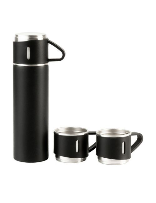 Termos z kubkami Attu 500 ml, czarny - druga jakość