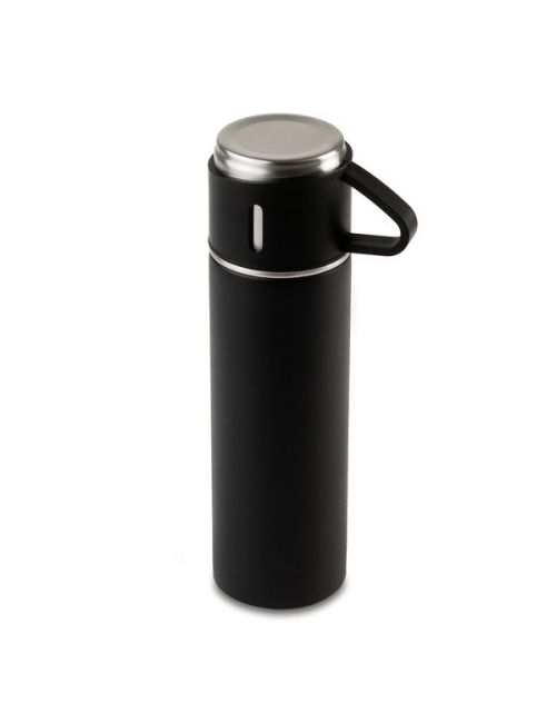 Termos z kubkami Attu 500 ml, czarny - druga jakość