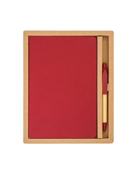 Zestaw upominkowy notes z długopisem Forest, czerwony