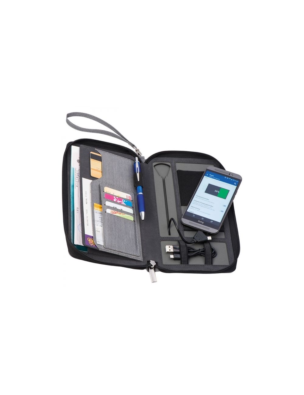 Folder podróżny z power bankiem ALMERIA