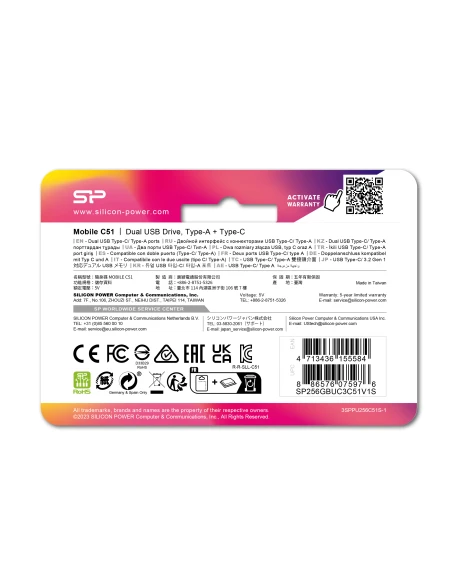 Pendrive Mobile C51, 256GB 3.2 Silicon Power