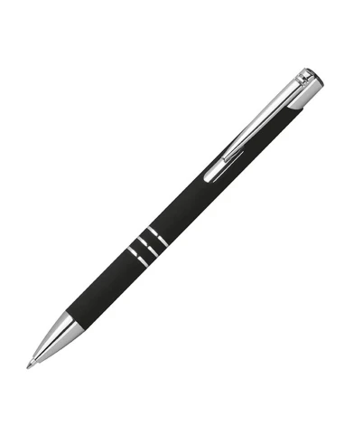 Długopis z aluminium z recyklingu półżelowy soft touch DUNMORE – czarny