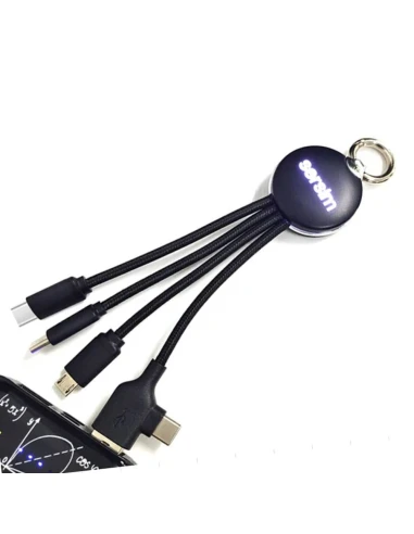 Kabel z podświetlanym logo 4w1, RXD-368 – czarny