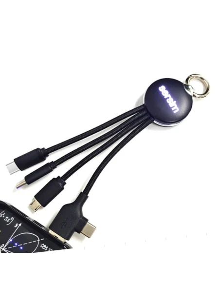 Kabel z podświetlanym logo 4w1, RXD-368 – czarny