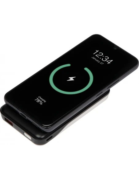Power bank 10000 mAh z ładowarką indukcyjną VENTURA – czarny