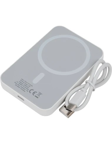 Power bank 5000 mAh z ładowarką indukcyjną WELS – biały