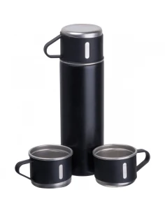Termos z 3 kubkami ICELAND 400 ml – czarny
