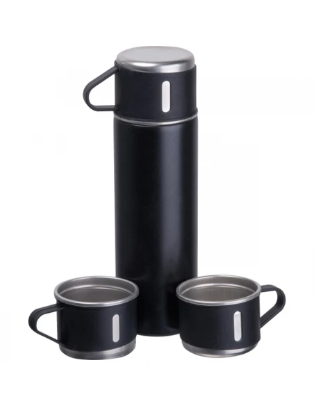 Termos z 3 kubkami ICELAND 400 ml – czarny