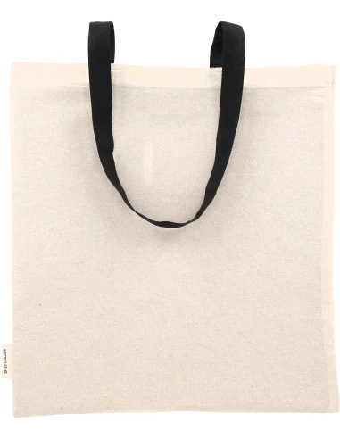 Torba bawełniana z długimi uszami, z recyklingu 140g/m2 CAMBRIDGE – czarny