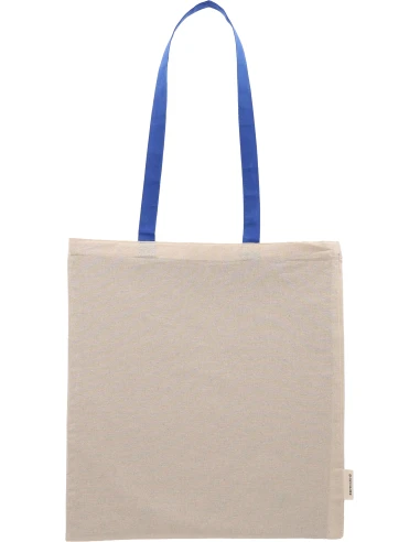 Torba bawełniana z długimi uszami, z recyklingu 140g/m2 CAMBRIDGE – niebieski