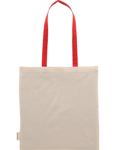 Torba bawełniana z długimi uszami, z recyklingu 140g/m2 CAMBRIDGE – czerwony