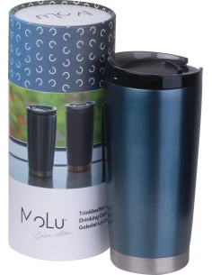 Kubek termiczny stalowy z recyklingu LA LOUVIERE MoLu 540 ml – granatowy