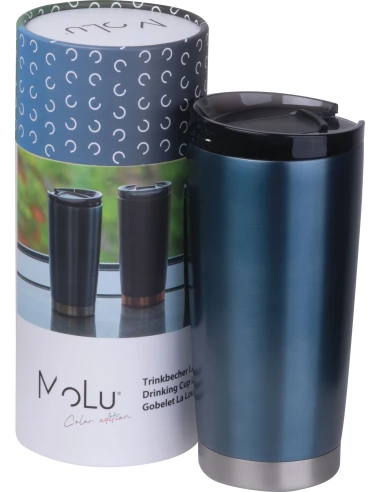 Kubek termiczny stalowy z recyklingu LA LOUVIERE MoLu 540 ml – granatowy