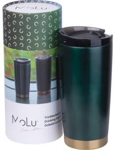 Kubek termiczny stalowy z recyklingu LA LOUVIERE MoLu 540 ml – ciemnozielony