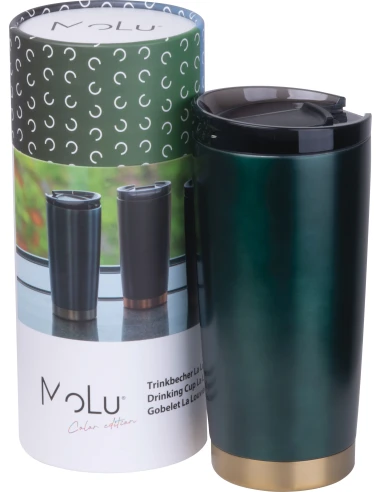 Kubek termiczny stalowy z recyklingu LA LOUVIERE MoLu 540 ml – ciemnozielony