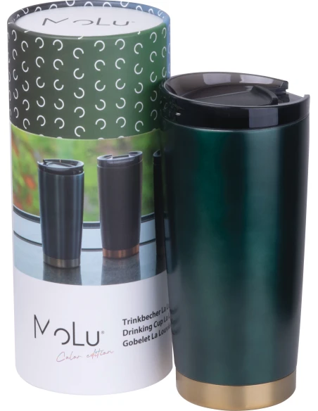 Kubek termiczny stalowy z recyklingu LA LOUVIERE MoLu 540 ml – ciemnozielony