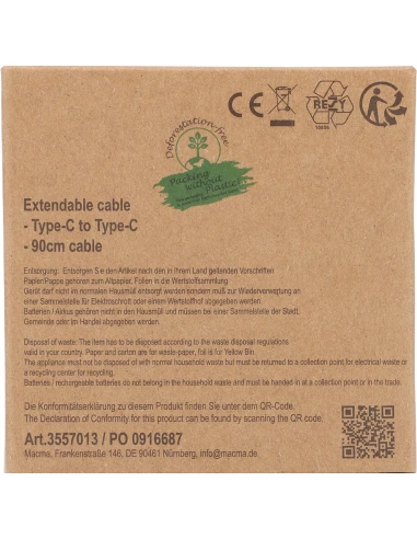 Kabel do ładowania RENTON – beżowy