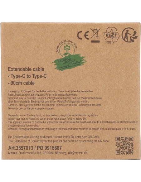 Kabel do ładowania RENTON – beżowy