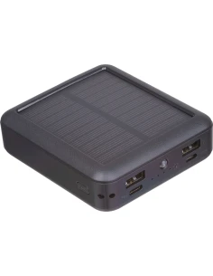 Power bank solarny, z recyklingu 10 000 mAh CRETE – czarny