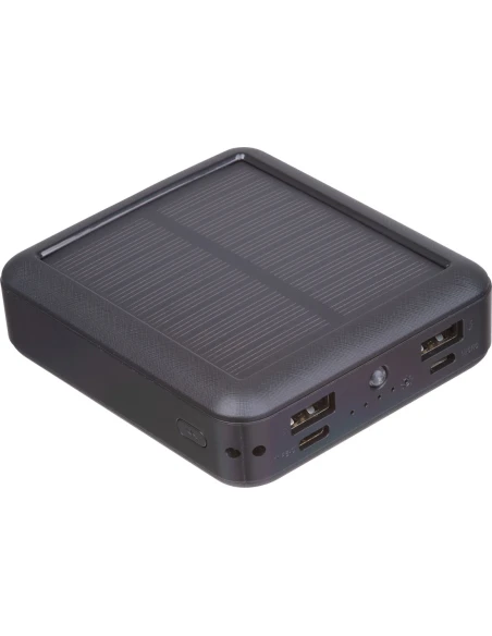 Power bank solarny, z recyklingu 10 000 mAh CRETE – czarny
