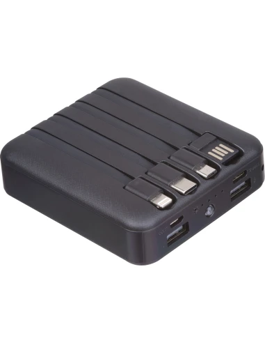 Power bank solarny, z recyklingu 10 000 mAh CRETE – czarny