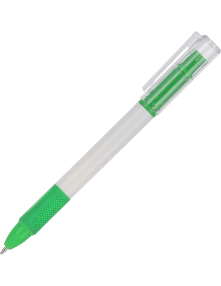 Długopis plastikowy z zakreślaczem LENS – zielony