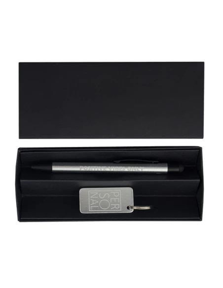 Zestaw upominkowy długopis i brelok Couple, srebrny