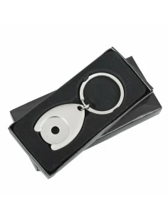 Metalowy brelok z żetonem Disc, srebrny - druga jakość 2