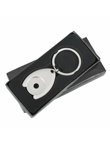 Metalowy brelok z żetonem Disc, srebrny - druga...