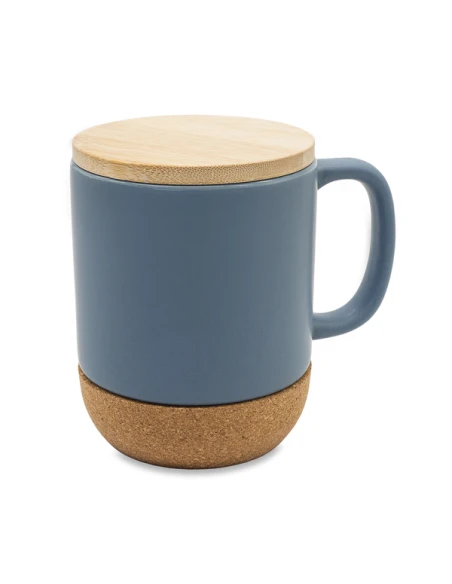 Kubek ceramiczny z bambusową przykrywką Giulia 400 ml, szary