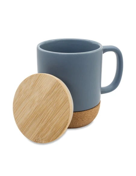 Kubek ceramiczny z bambusową przykrywką Giulia 400 ml, szary
