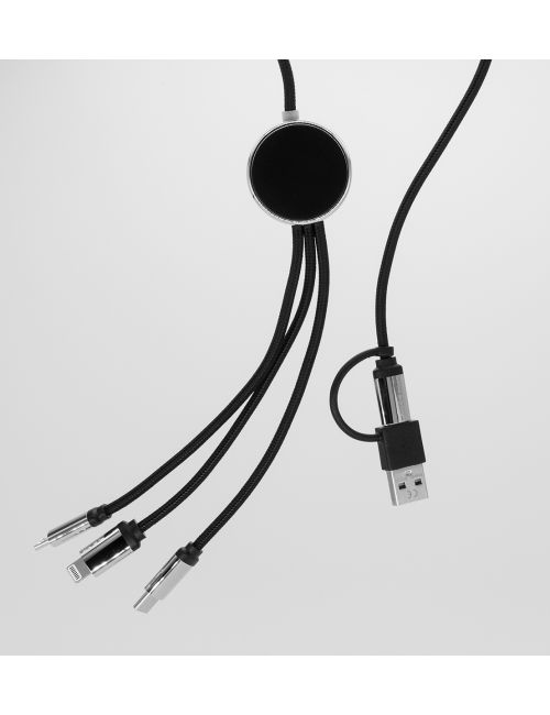 DŁUGI KABEL 4W1 Z PODŚWIETLANYM LOGO