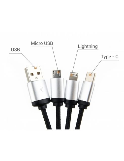 Kabel 3w1 z podświetlanym logo