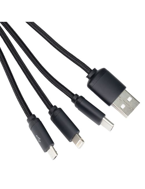 Długi kabel 3w1 z podświetlanym logo